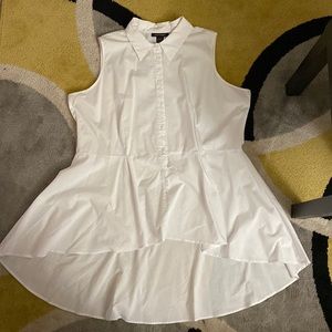 Women’s plus white high low peplum top